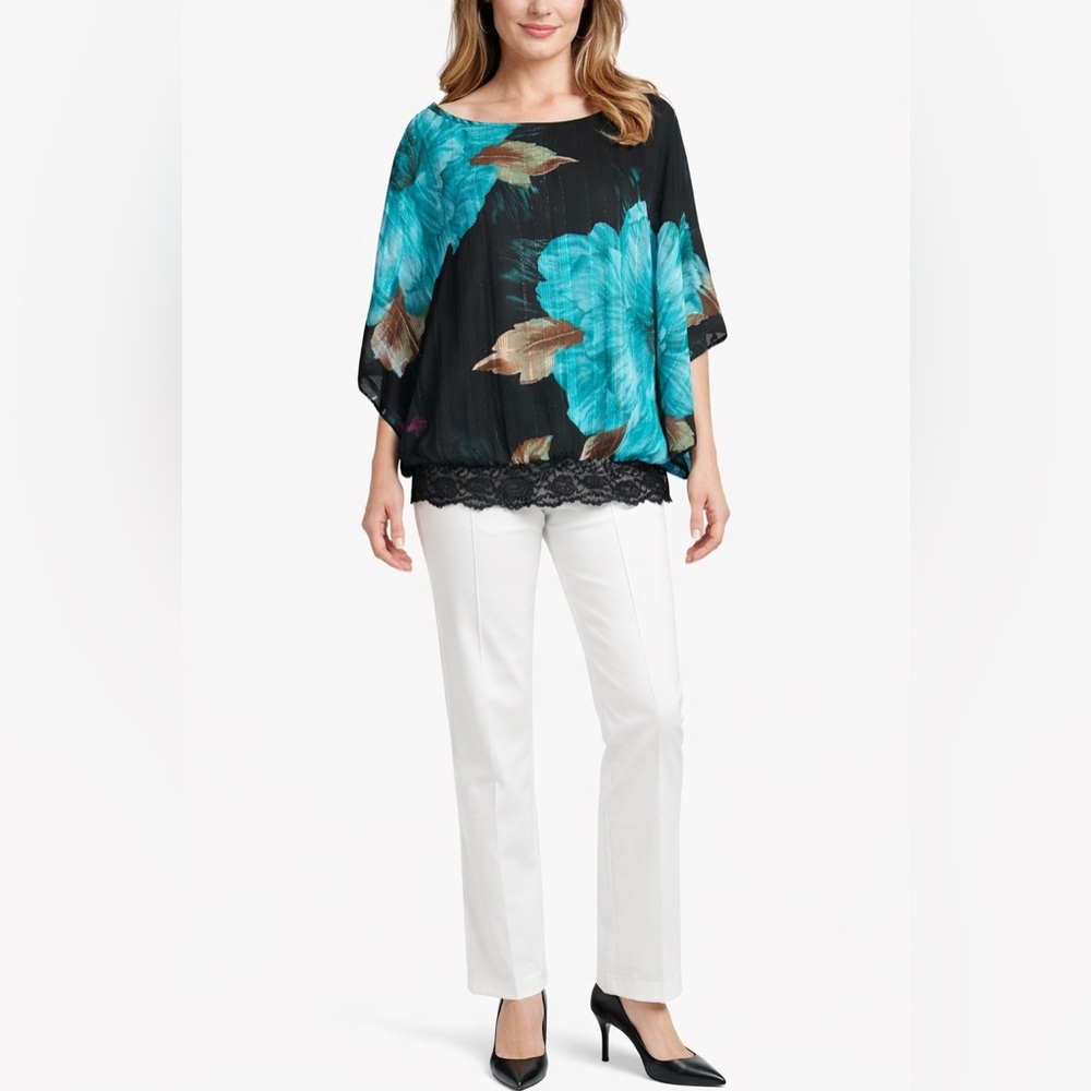 Zac & Rachel Black and Blue Floral Blouse